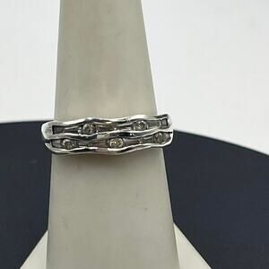 GV DQ CZ Diamonique‎ Sterling Silver Wave Ring Sz 7.5